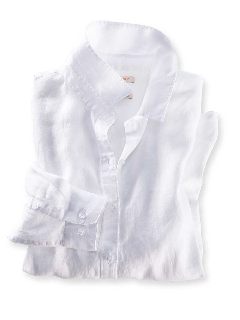 Weiße Leinen-Bluse für Damen