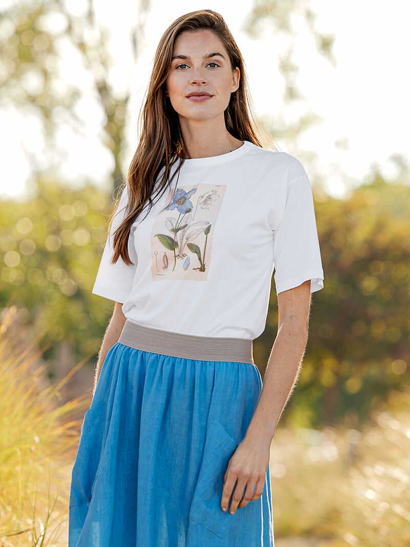 Weißes Damen-Shirt mit Blumen-Print