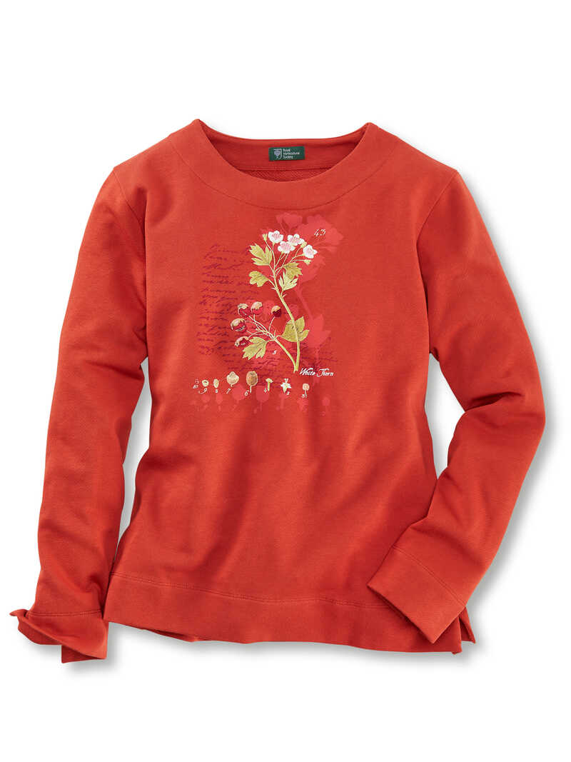 Damen-Sweatshirt mit Blüten-Print-Stickerei