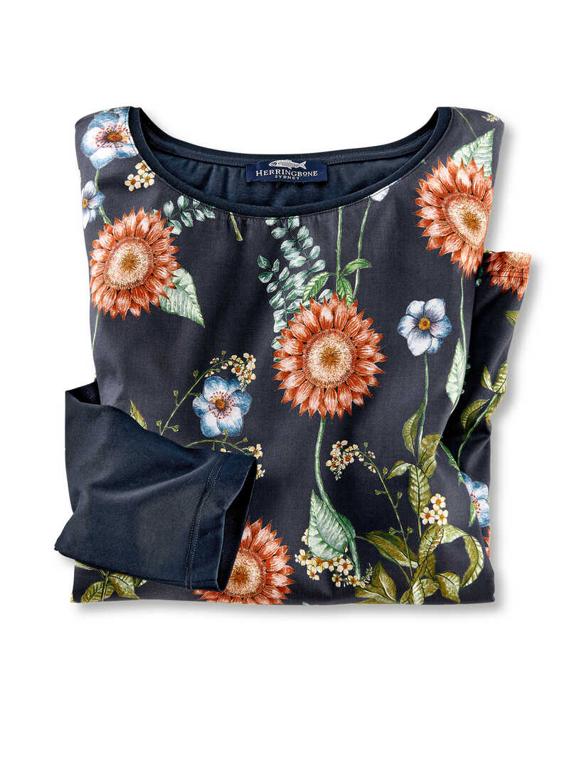 Damen-Shirtbluse mit Blüten-Print
