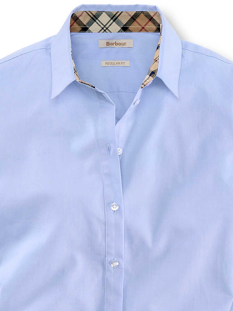 Alternatives Bild 2 zu Blaue Oxfordbluse mit Tartanbestzen