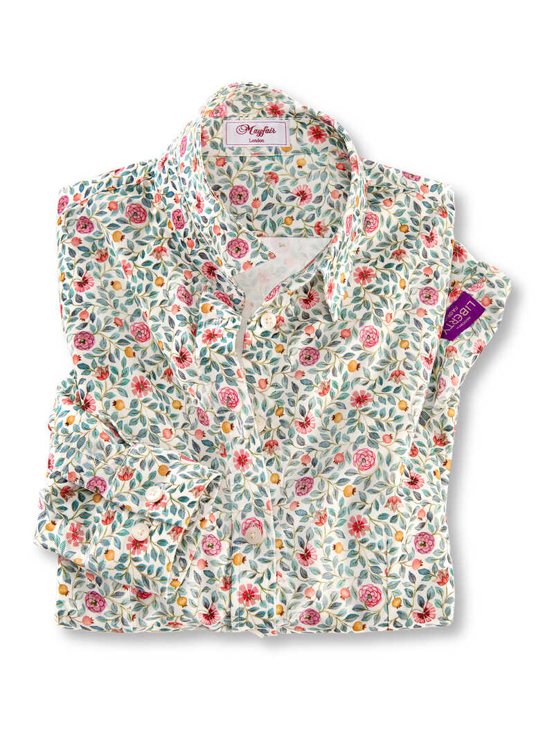 Produktbild zu Weie Feincordbluse mit LIberty-Print Rosehip