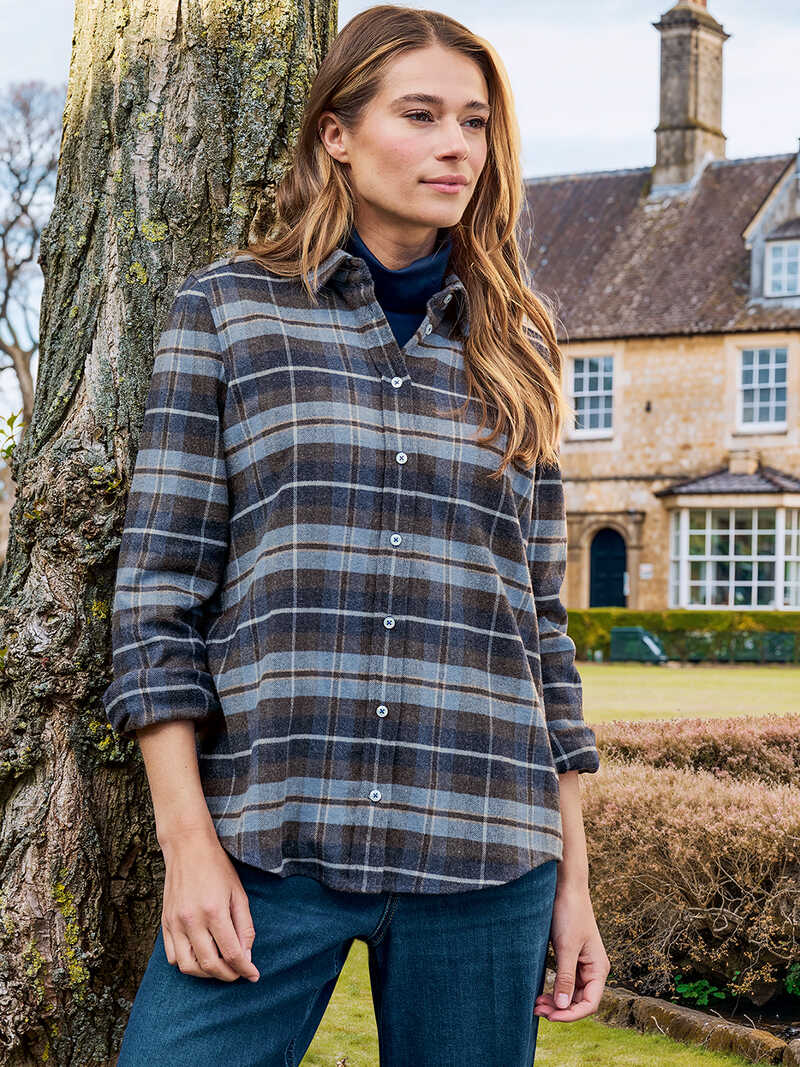 Produktbild zu Blaues Karo-Overshirt