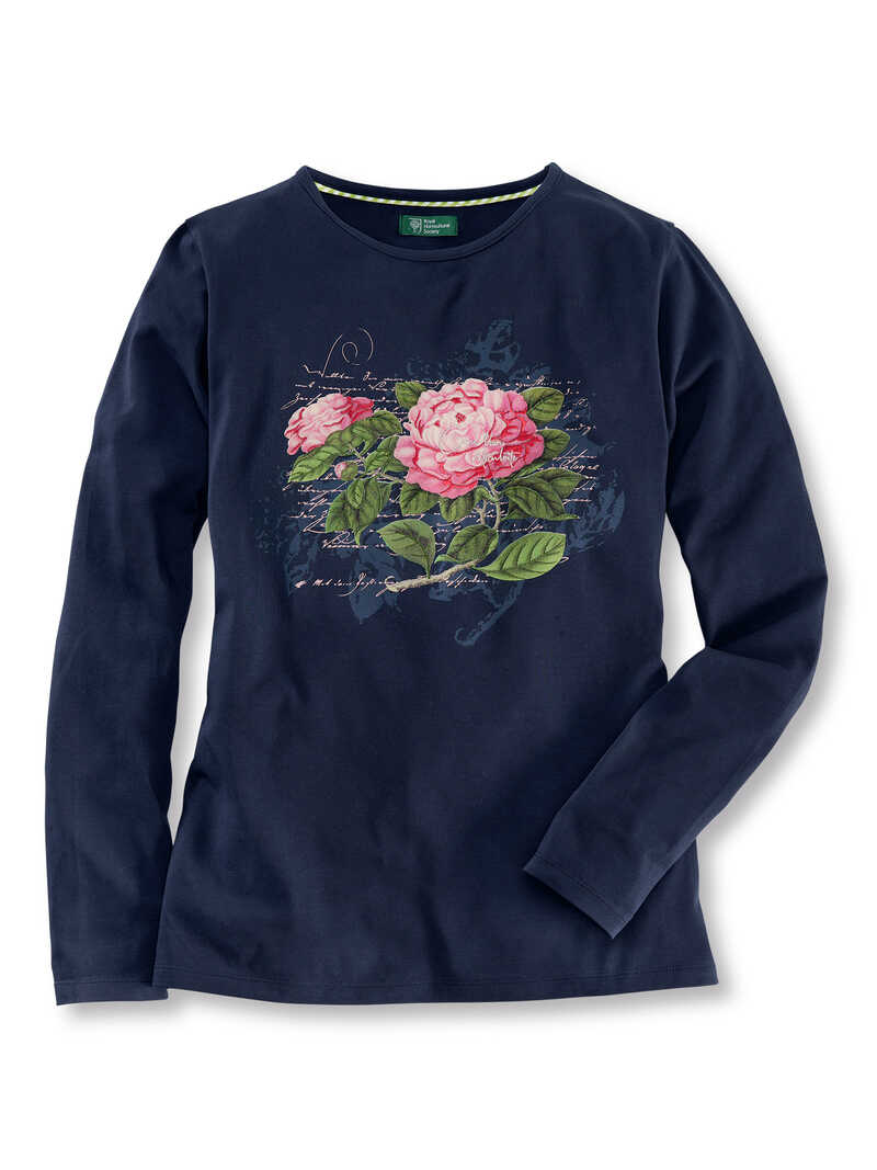 Alternatives Bild 1 zu Langarmshirt mit rosa Blume