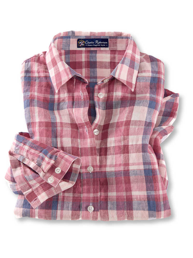 Produktbild zu Karierte Leinenbluse