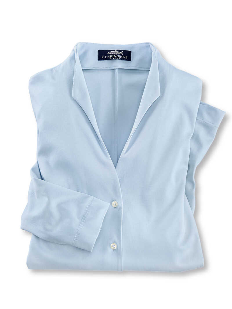 Alternatives Bild 2 zu Jerseybluse mit Kelchkragen aus Swiss Cotton