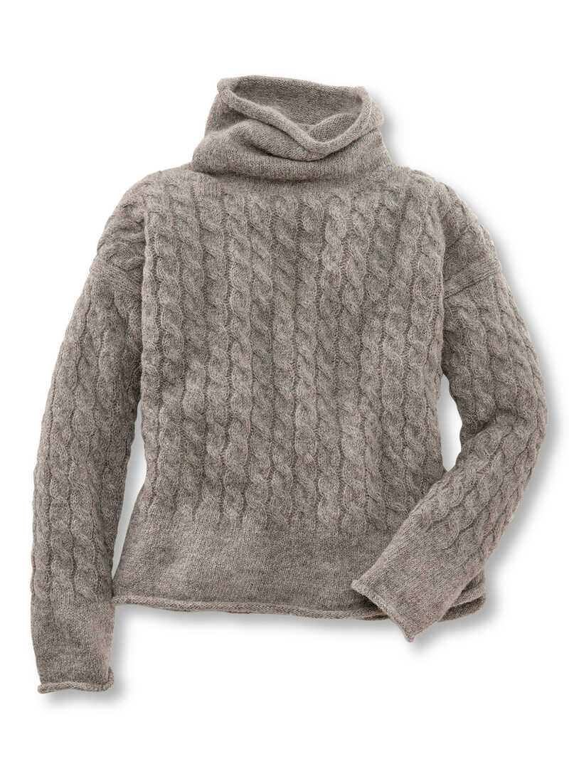 Produktbild zu Zopfstrickpullover mit Rollkragen