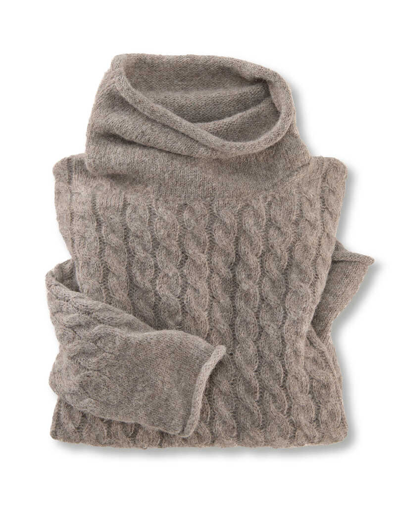 Alternatives Bild 1 zu Zopfstrickpullover mit Rollkragen