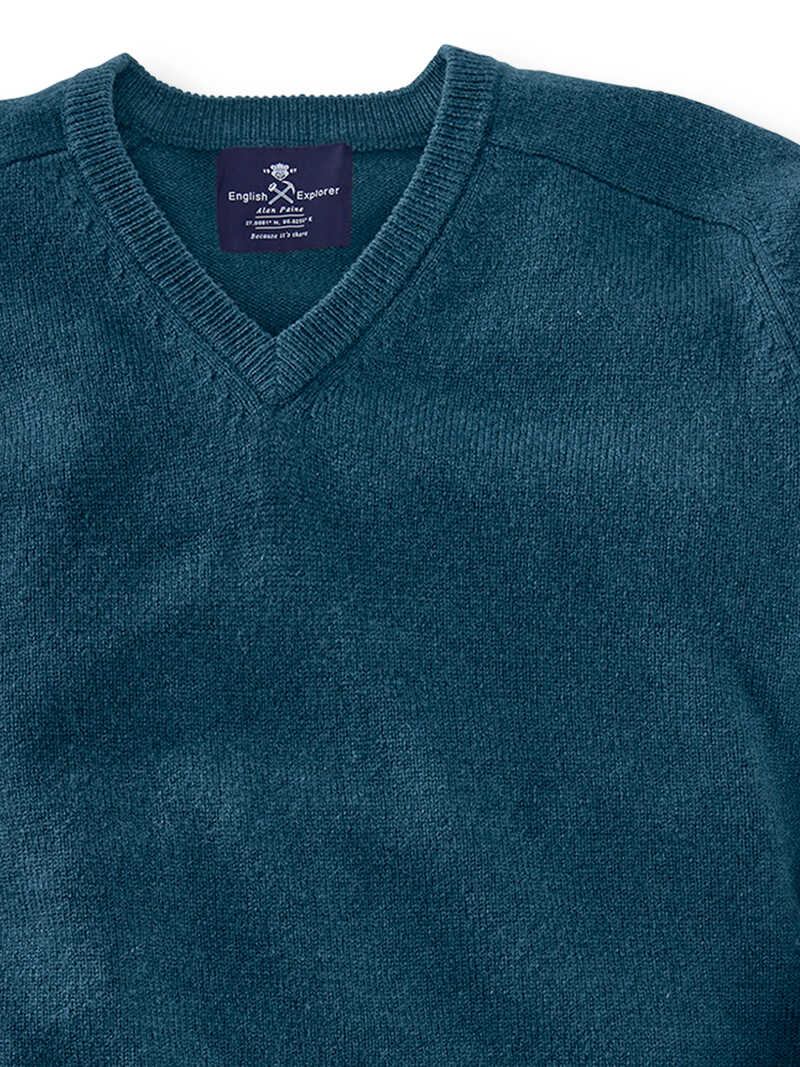 Alternatives Bild 3 zu Lambswool-v-Neck-Pullover mit rmelpatches