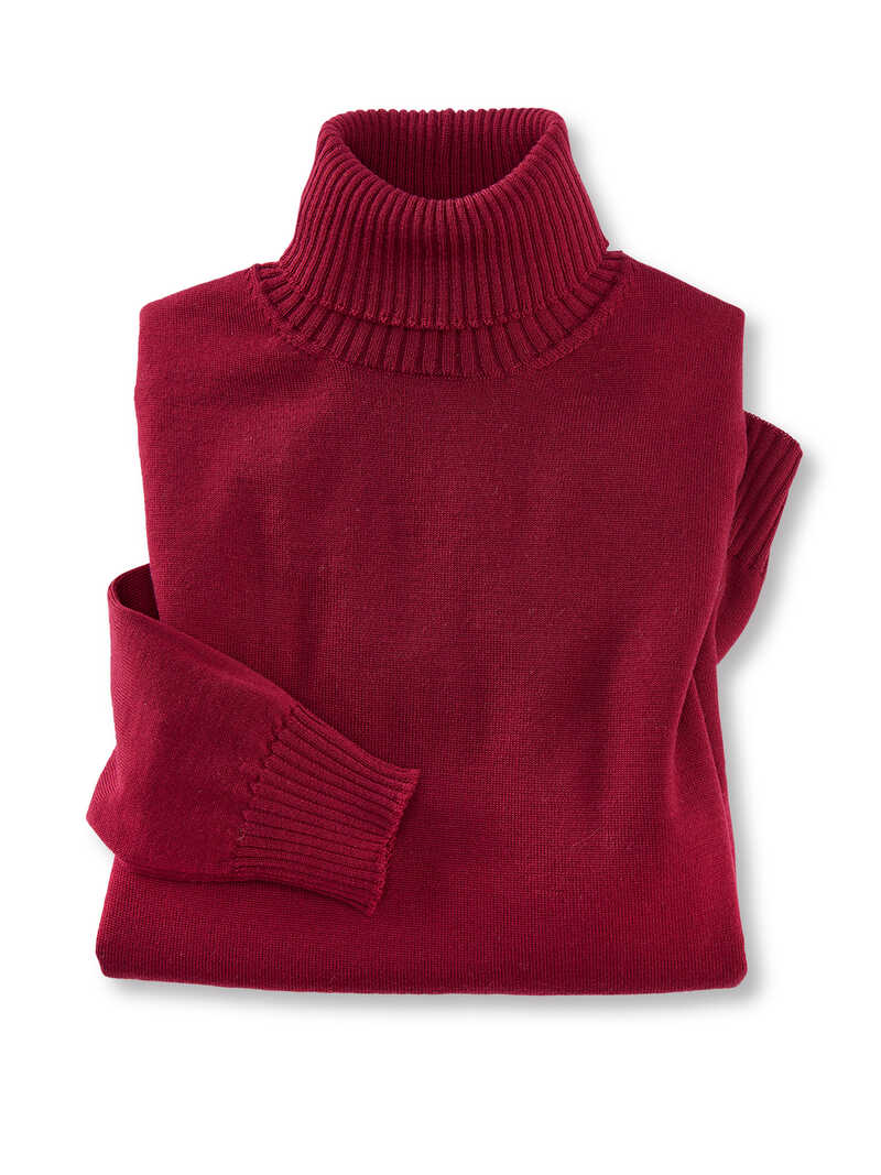 Produktbild zu Roter Merino-Rollkragenpullover