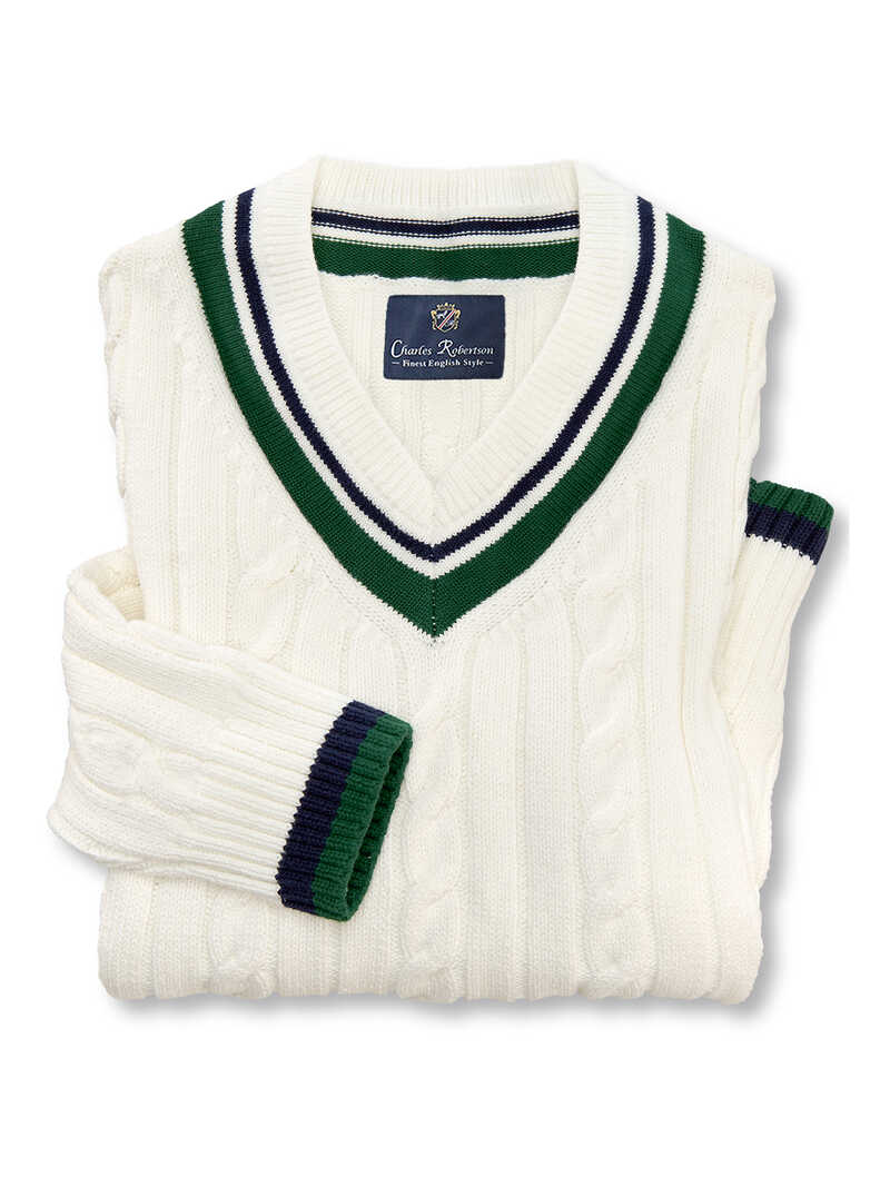 Alternatives Bild 2 zu V-Pullover mit Zopfstrick