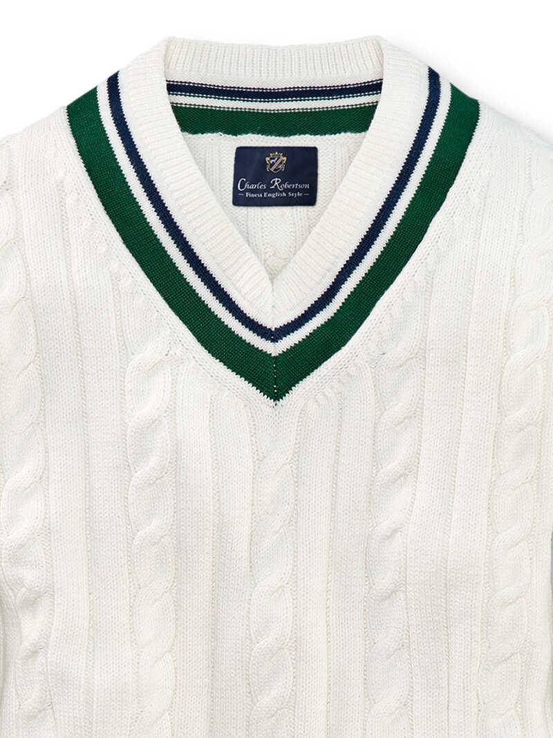 Alternatives Bild 4 zu V-Pullover mit Zopfstrick