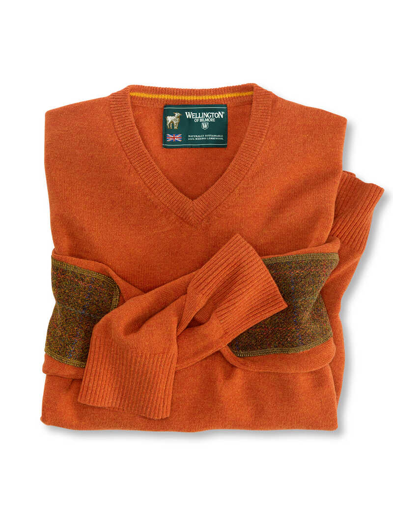 Produktbild zu Lambswool-Pullover mit Harris Tweed