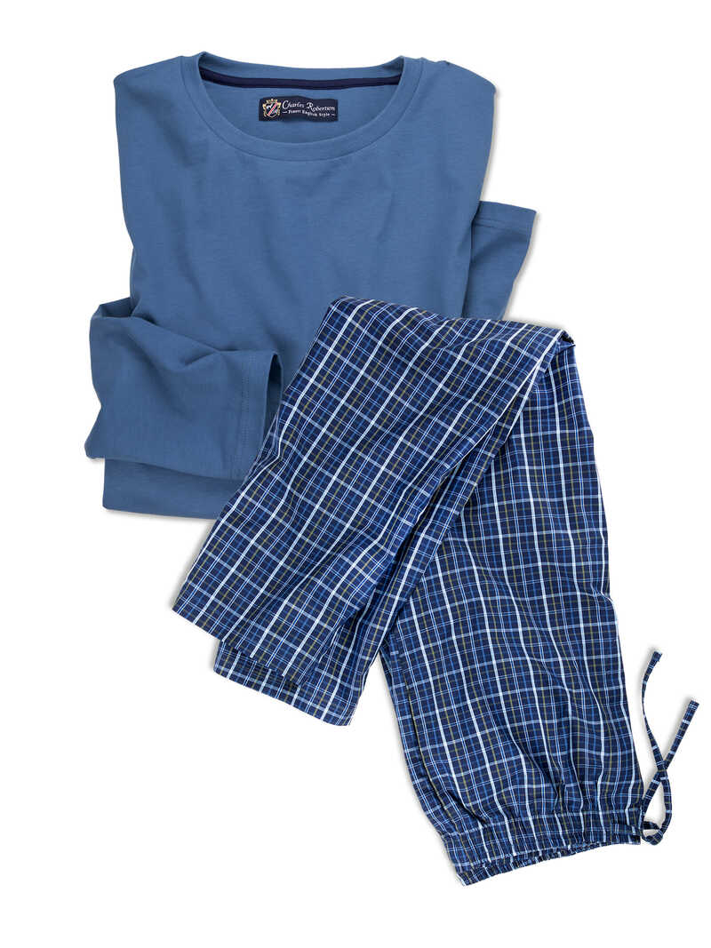 Herren-Pyjama aus Baumwoll-Jersey mit Karohose