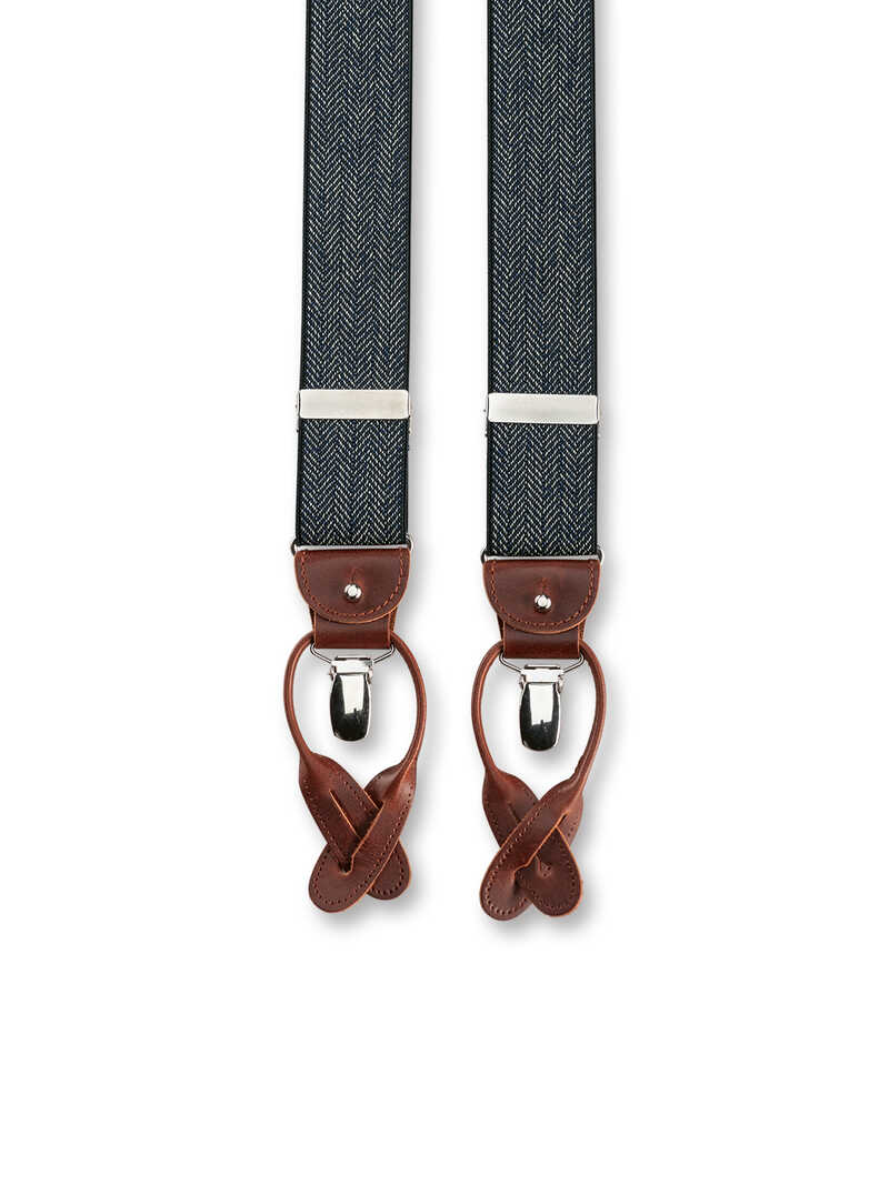 Produktbild zu Englische Hosentrger Two in One Fischgratgewebe