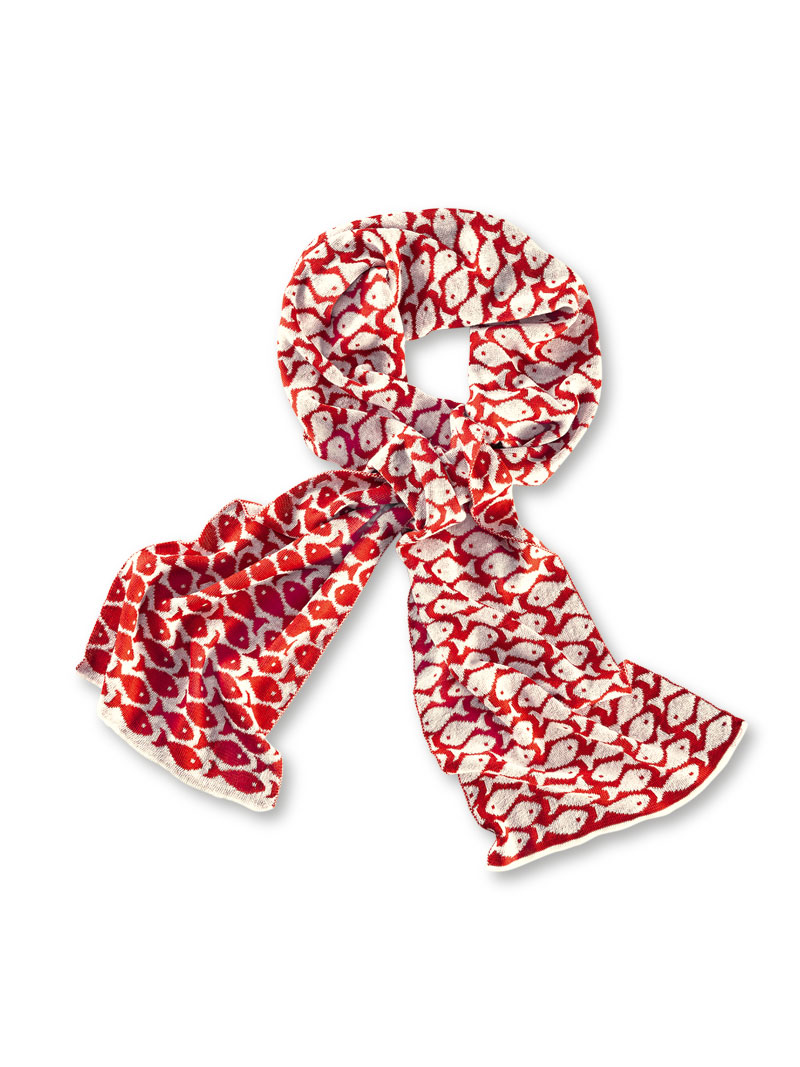 Schal mit Fischen in RotWeiß von McKernan THE BRITISH SHOP