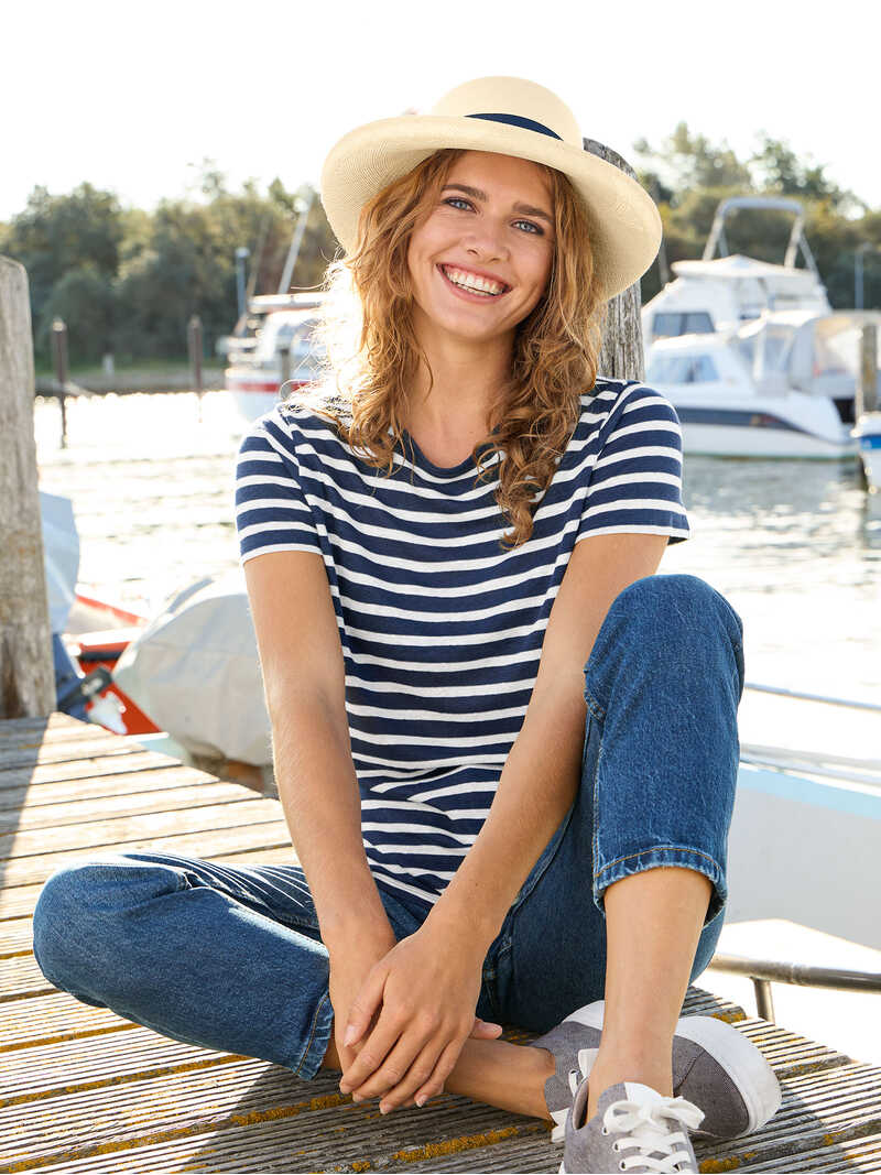 GEMVIE Strohhut Damen - Panamahut Mit Breiter Krempe & Perlenband Zum Aufrollen