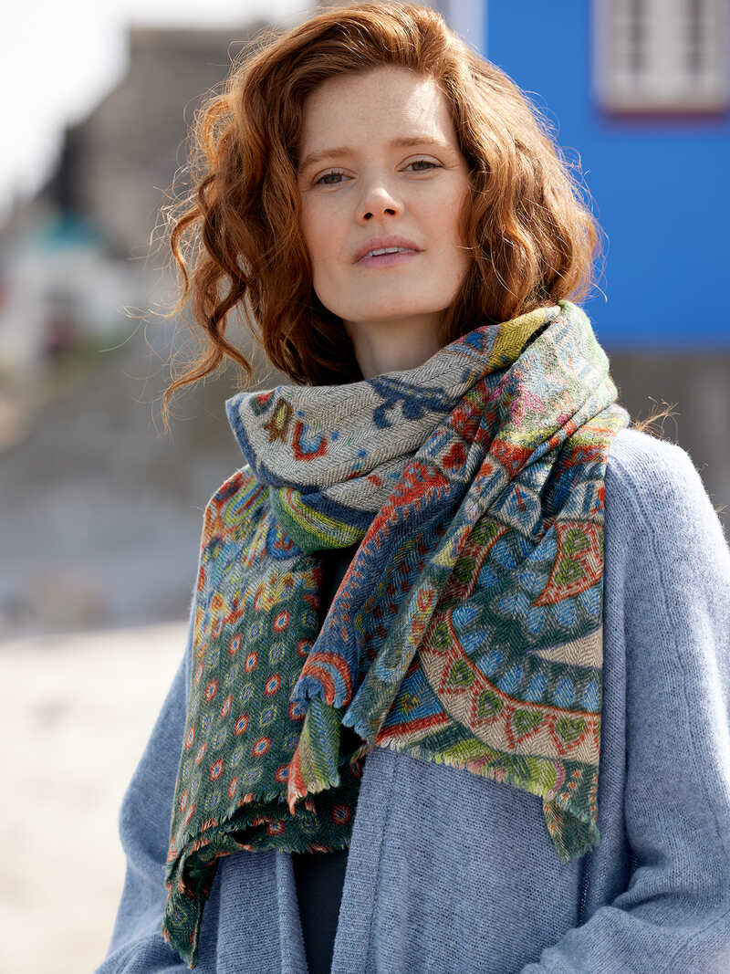 Alternatives Bild 1 zu Kaschmirschal aus Fischgratgewebe mit Paisleys