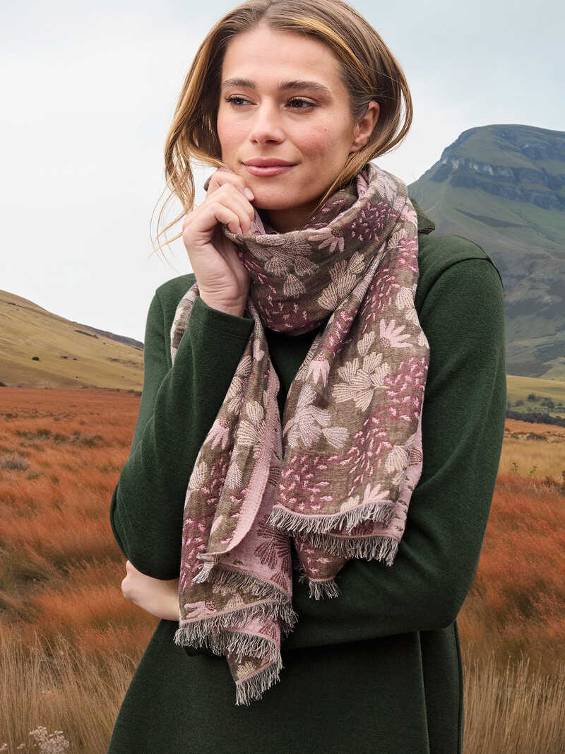 Alternatives Bild 1 zu Jacquard-Schal Blumen Bio-Baumwolle