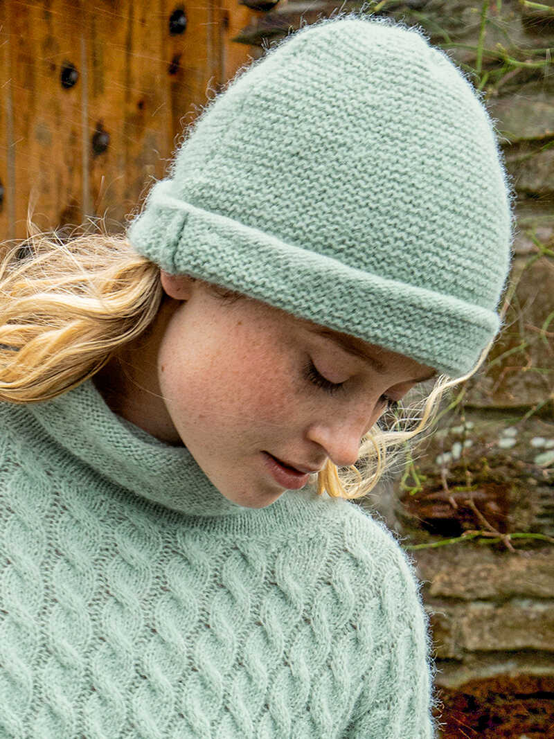 Produktbild zu Irische Strickmtze im Alpaka-Wollmix