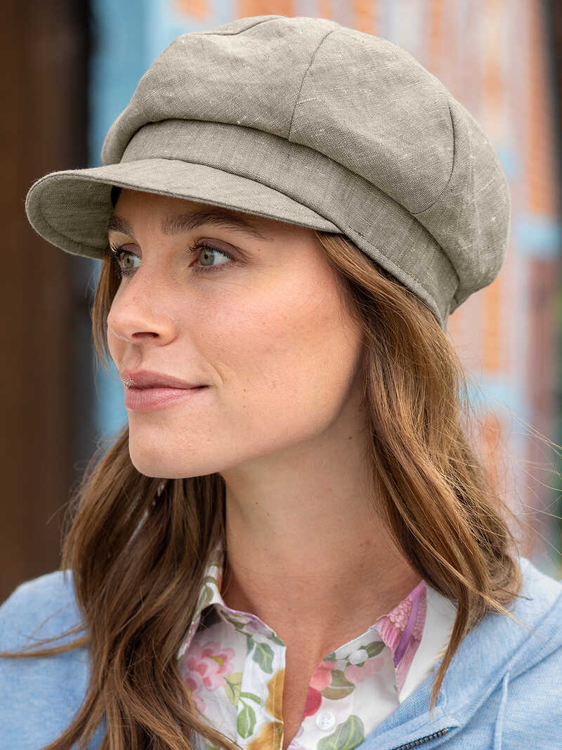 Produktbild zu Newsboy-Leinenkappe