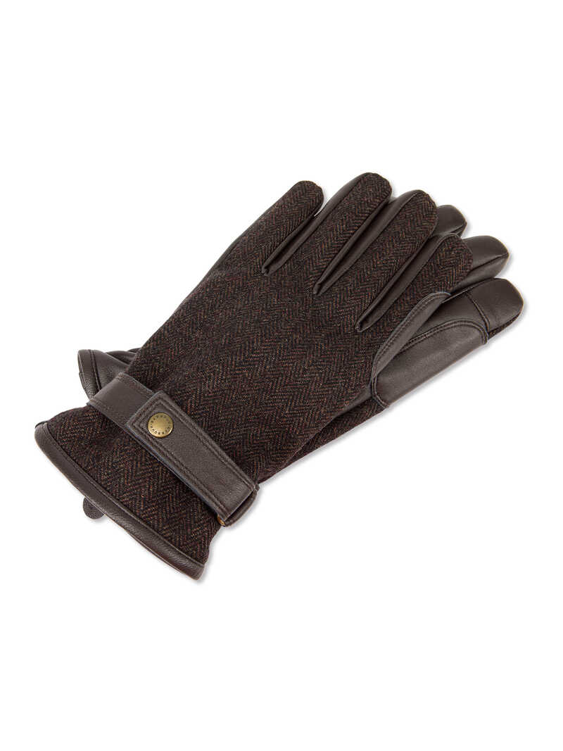Produktbild zu Lederhandschuhe mit Fischgrat-Tweed