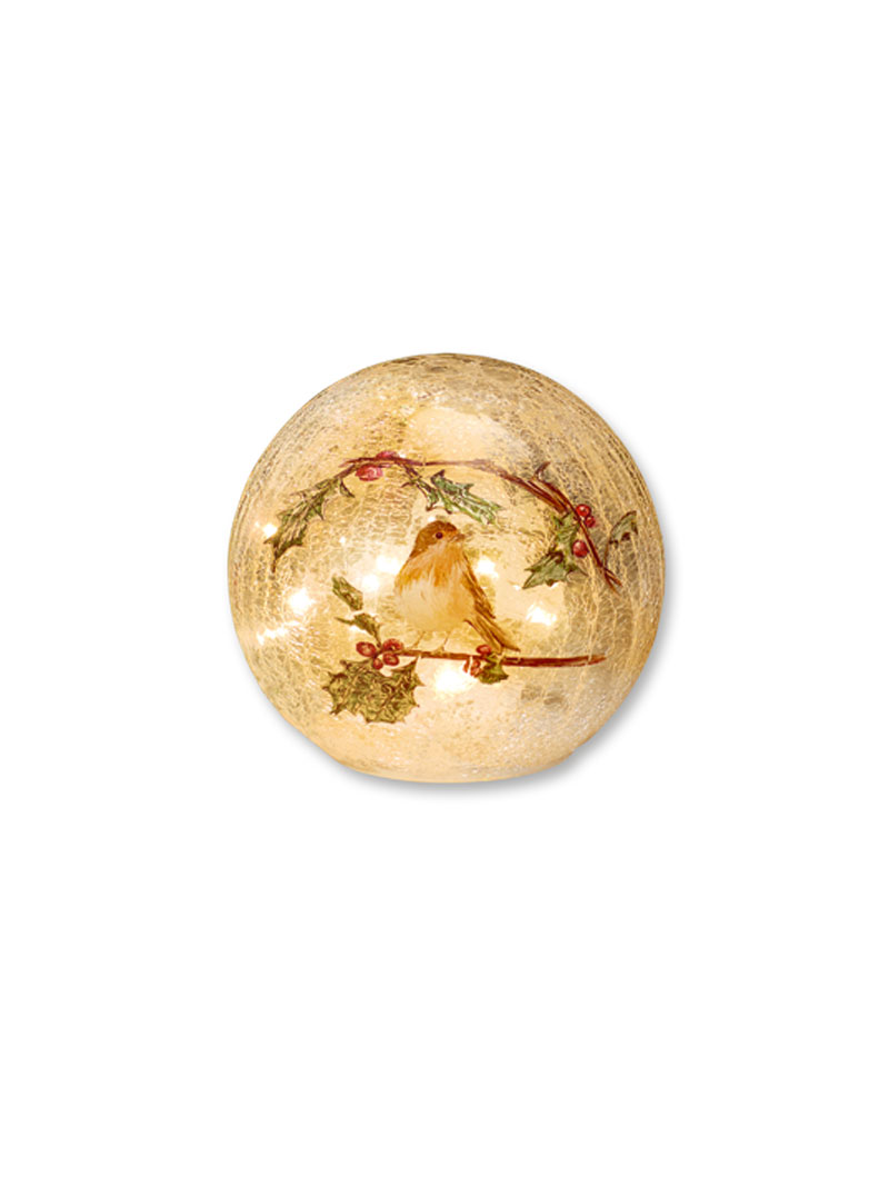 Alternatives Bild 1 zu Beleuchtete Glaskugel mit Rotkehlchen