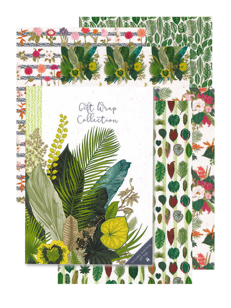 10 Geschenkpapier-Bögen mit Blumen- und Pflanzenmotiven