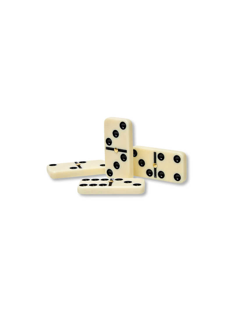 Domino-Spiel mit 28 Dominosteinen in Metallbox