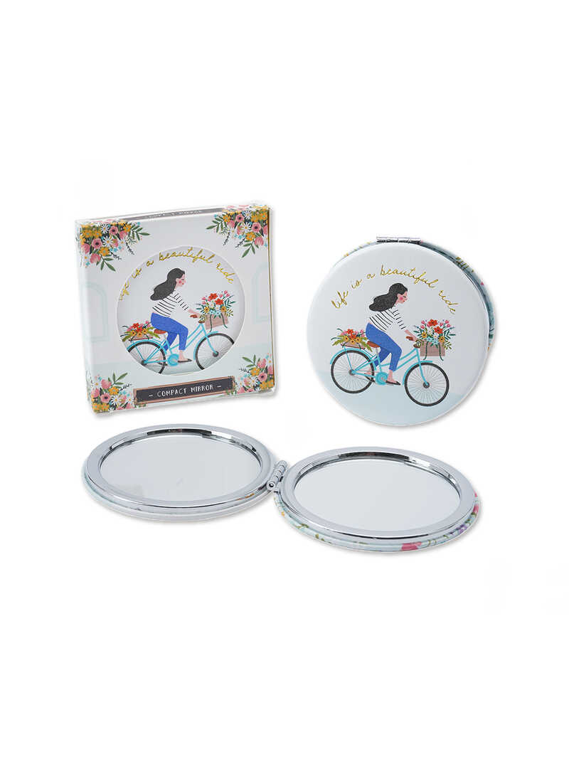 Alternatives Bild 2 zu Taschenspiegel mit Blumen und Fahrradfahrerin