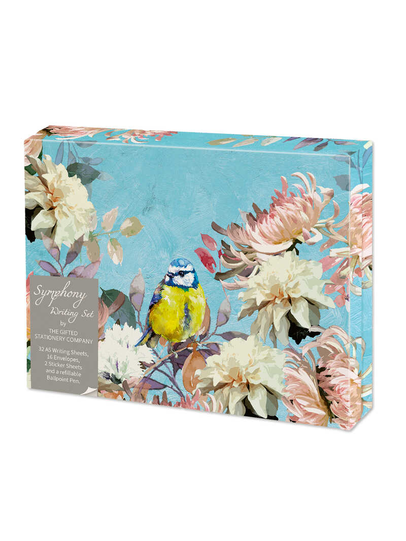 Alternatives Bild 1 zu Schreibset mit Meisen und Blumen