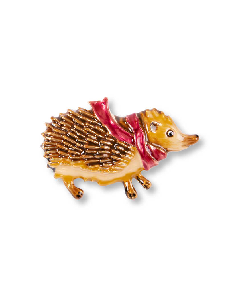 Produktbild zu Emaille-Brosche Igel vergoldet