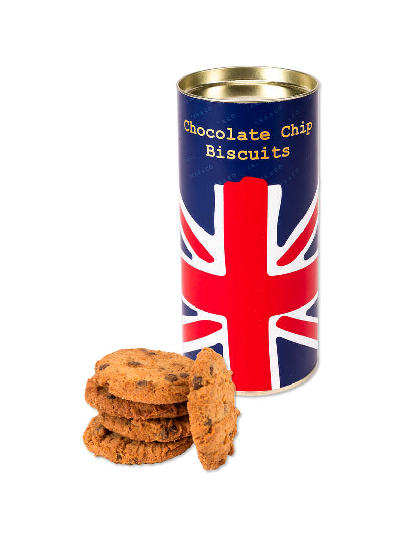 Produktbild zu Kekse mit Schokost�ckchen in Union Jack Dose