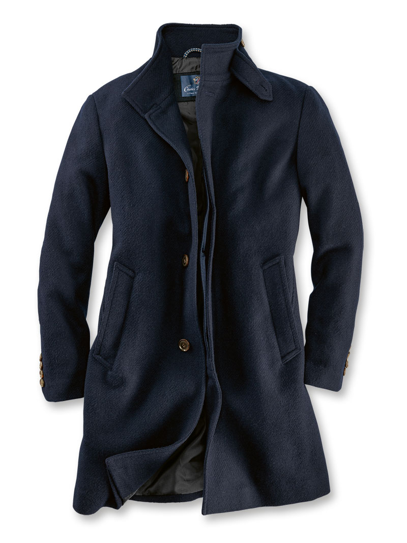 Herren Wollmantel Stehkragen - Slim Fit Tweed Mantel Für Herbst & Winter