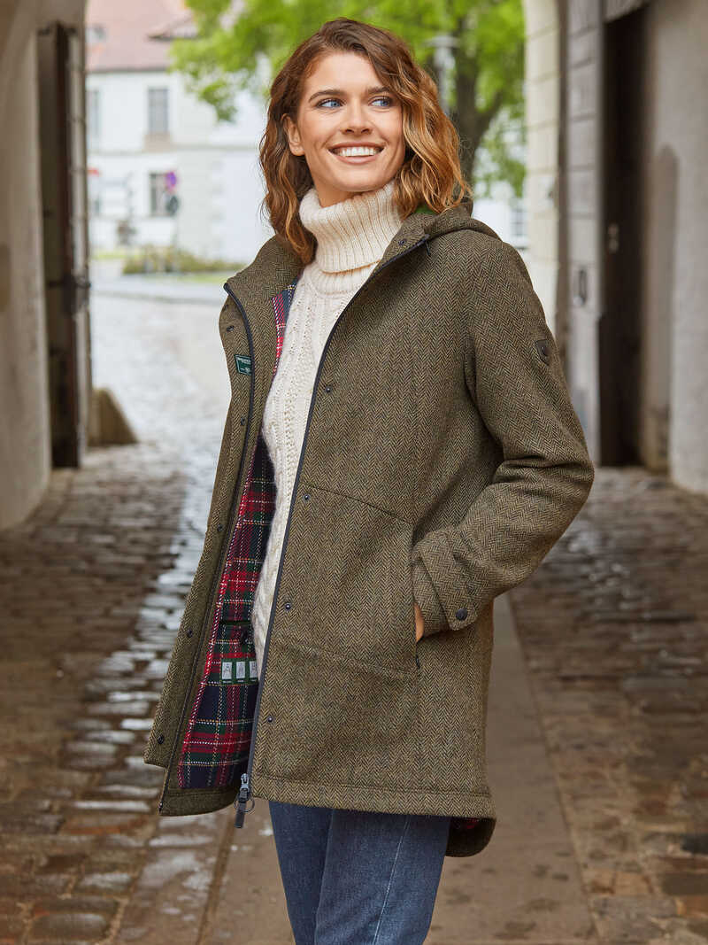 Alternatives Bild 2 zu Kapuzen-Parka aus Fischgrat-Tweed