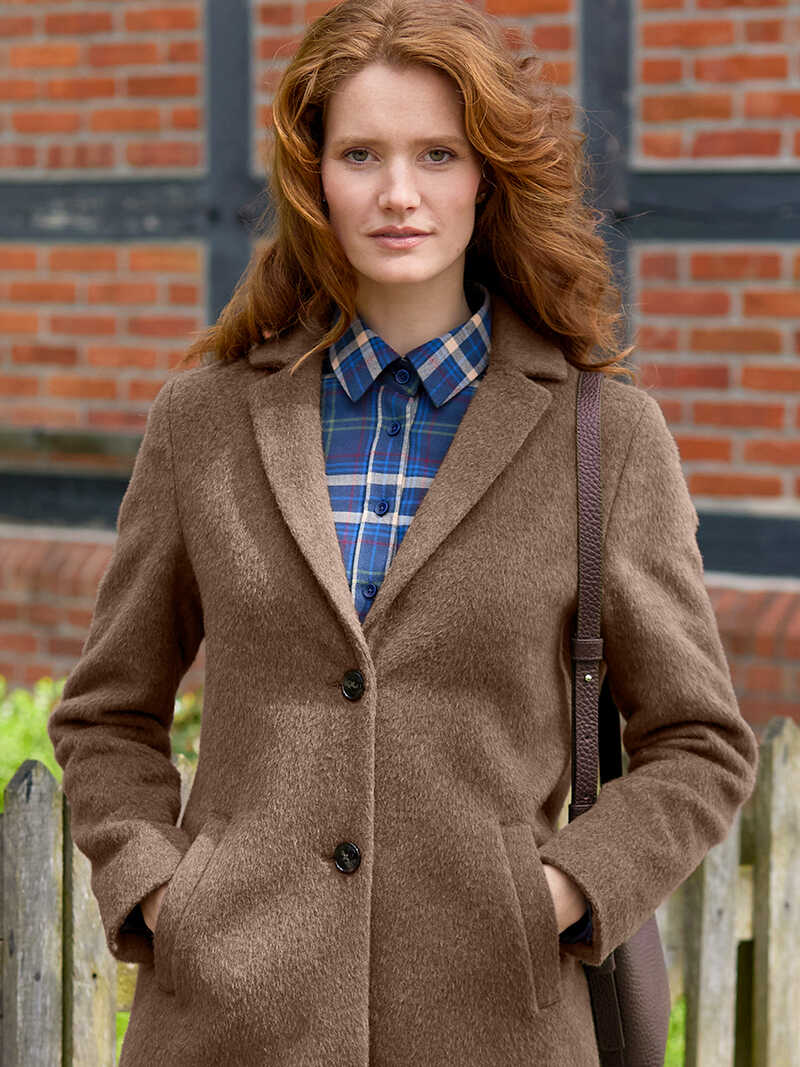 Alternatives Bild 3 zu Brauner Blazermantel Mohair-Optik