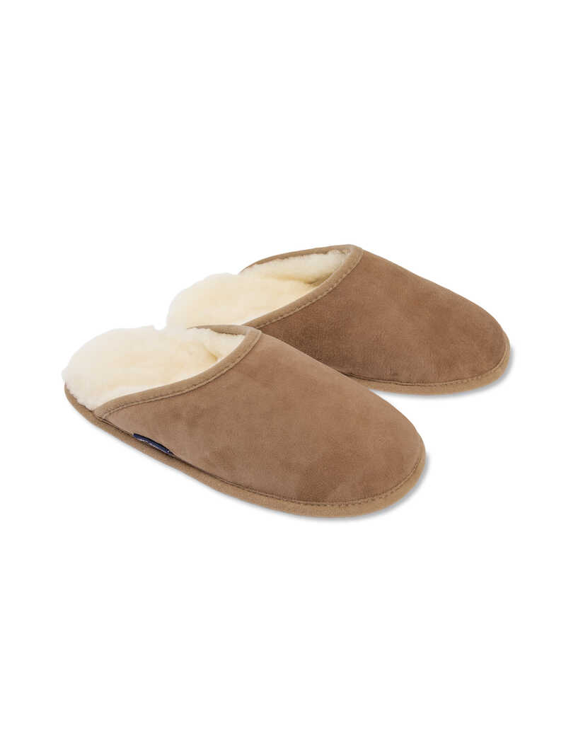 Produktbild zu Leder-Pantoffeln mit Lammfellfutter