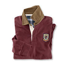 Rotes Rugbyshirt mit Cordkragen