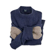 Schurwollpullover aus Geelong Lambswool mit rmelpatches