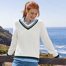 Alernatives Thumbnail 1 zu V-Pullover mit Zopfstrick