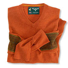 Lambswool-Pullover mit Harris Tweed