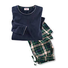 Alernatives Thumbnail 1 zu Pyjama mit Flanellhose im modernen Schottenkaromuster