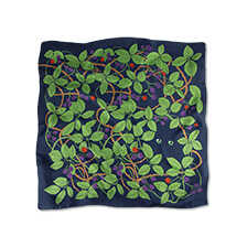 Seidentuch mit Brombeeren und Katze