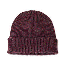 Rote Strickmtze Donegalgarn