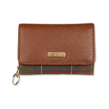 Leder-Geldbrse mit Barbour Tartan