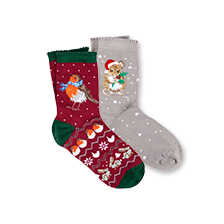 Weihnachtssocken 2er-Set mit Robin & Mouse