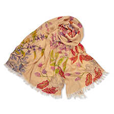 Schurwoll-Schal mit Blumen