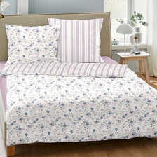 Wende-Bettwäsche mit Blüten- und Streifendessin