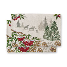 Weihnachts-Platzsets mit Hirsch im Schnee