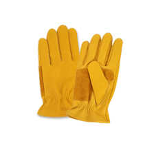 Gelbe Lederhandschuhe für die Gartenarbeit